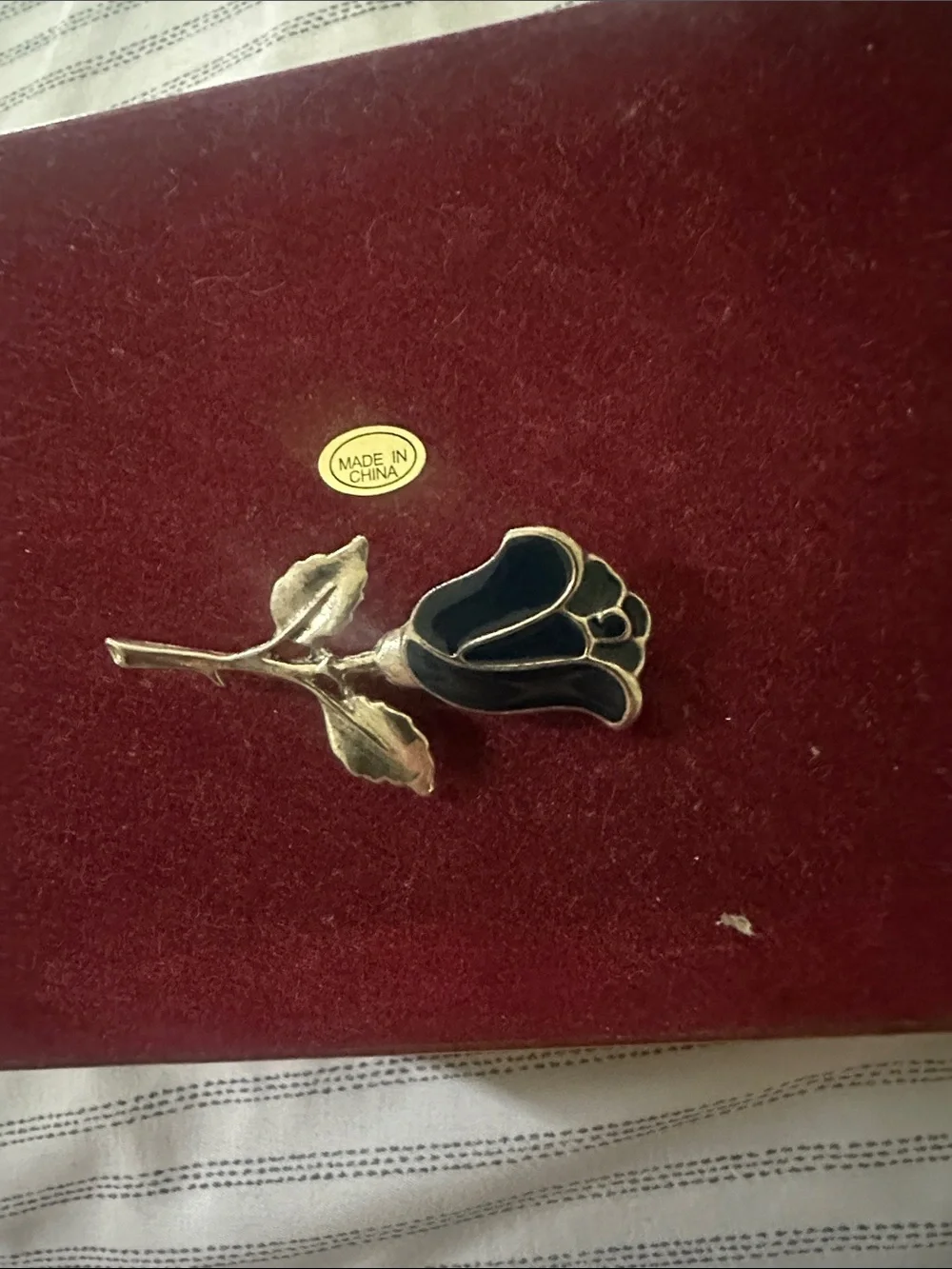 Gold-Tone Black Enamel Rose Brooch - Women Jewelry